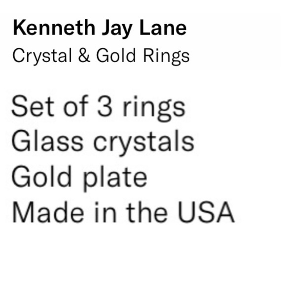 Kenneth Jay Lane 3pc. Gold & Crystal Unique Ring Set - Picture 4 of 14